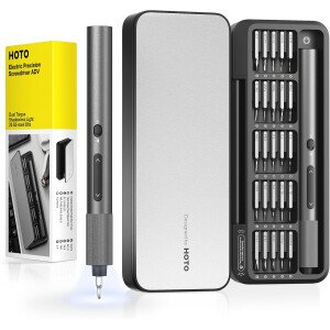 HOTO Mini destornillador eléctrico ADV 25 en 1, juego de destornilladores de precisión con LED y doble par, herramientas de reparación profesionales para técnicos, ingenieros y electrónica