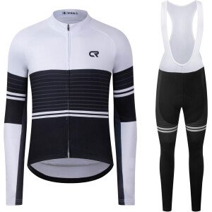 Coconut Ropamo CR - Conjunto de ropa de ciclismo para hombre, manga larga, con cremallera, bolsillo con cremallera, pantalones de ciclismo con pechera acolchada 3D