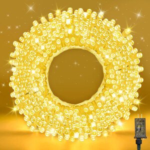 Guirnalda de luces LED de color blanco cálido de 70 pies, 210 LED en cable transparente, luces impermeables y conectables para árbol de Navidad para decoración de vacaciones en interiores y exteriores