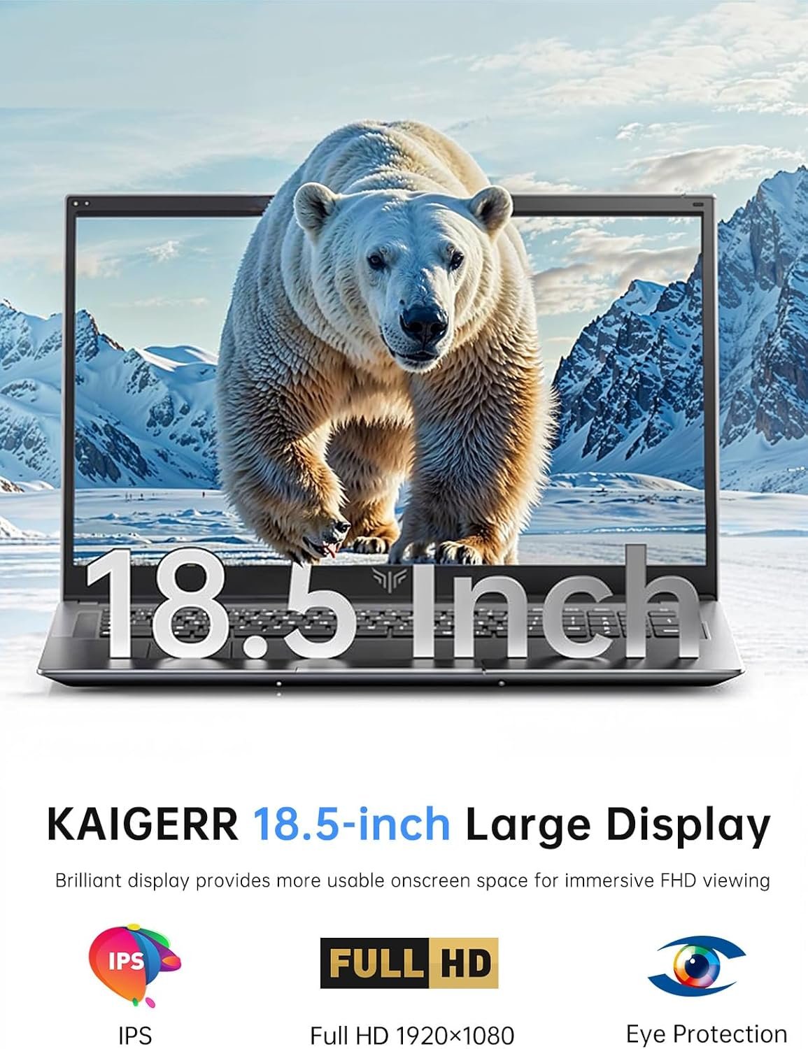 Computadora portátil, portátil de 18.5 pulgadas, computadora portátil 2025, 16 GB RAM 512 GB NVMe SSD, procesador ntel N150 (hasta 3.6 GHz), 11 Pro, pantalla FHD 1080 para negocios y - Imagen 3