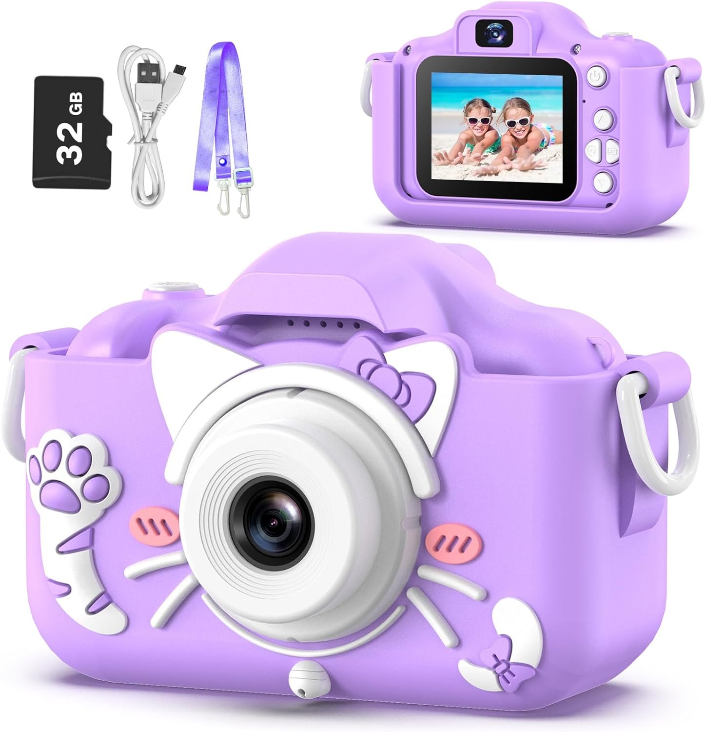 Goopow - Cámara digital para niñas de 3 a 8 años, cámara de video con funda suave de silicona y diseño de unicornio, regalo de navidad, cumpleaños y festividades para niños, incluye tarjeta SD de 32G - Imagen 33