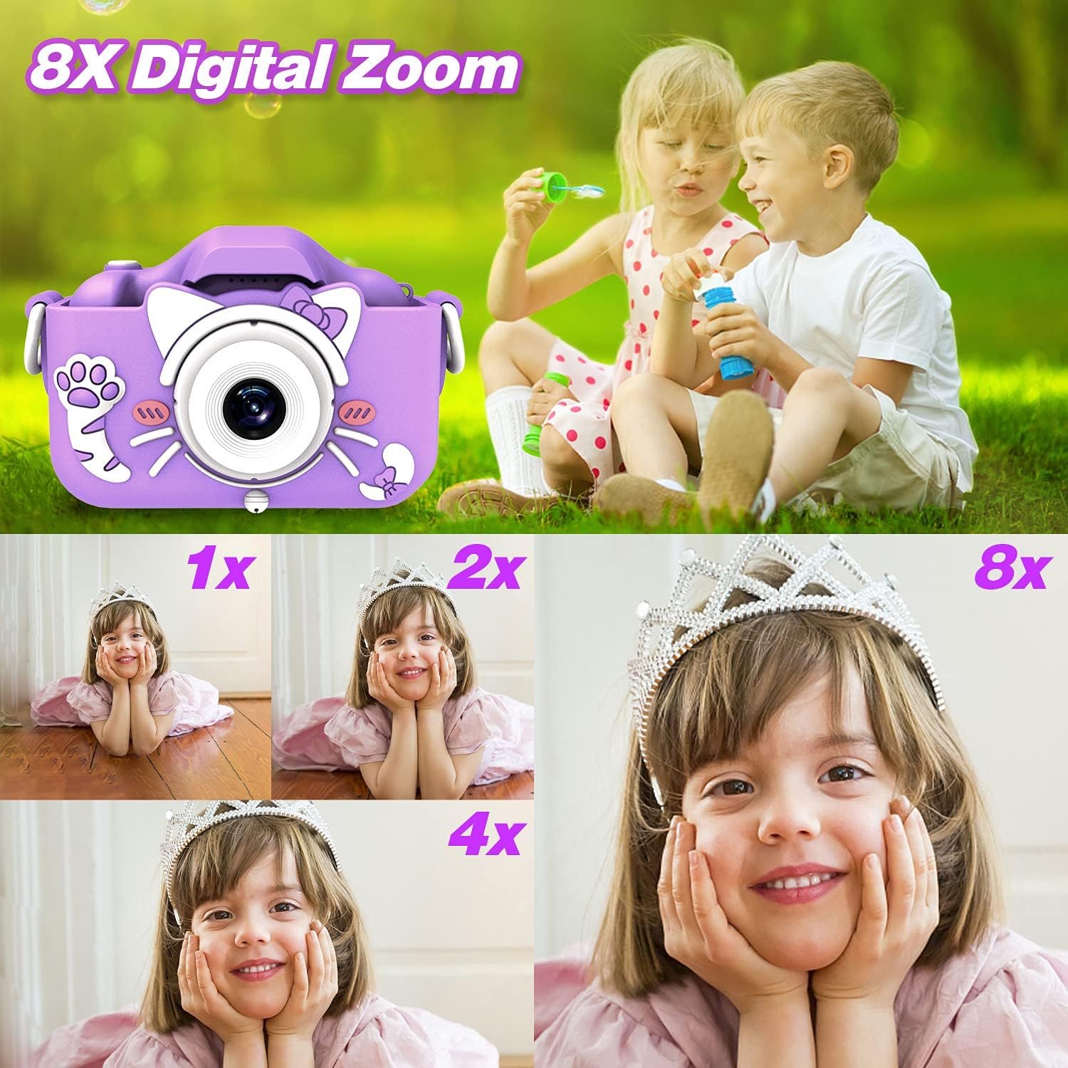 Goopow - Cámara digital para niñas de 3 a 8 años, cámara de video con funda suave de silicona y diseño de unicornio, regalo de navidad, cumpleaños y festividades para niños, incluye tarjeta SD de 32G - Imagen 39