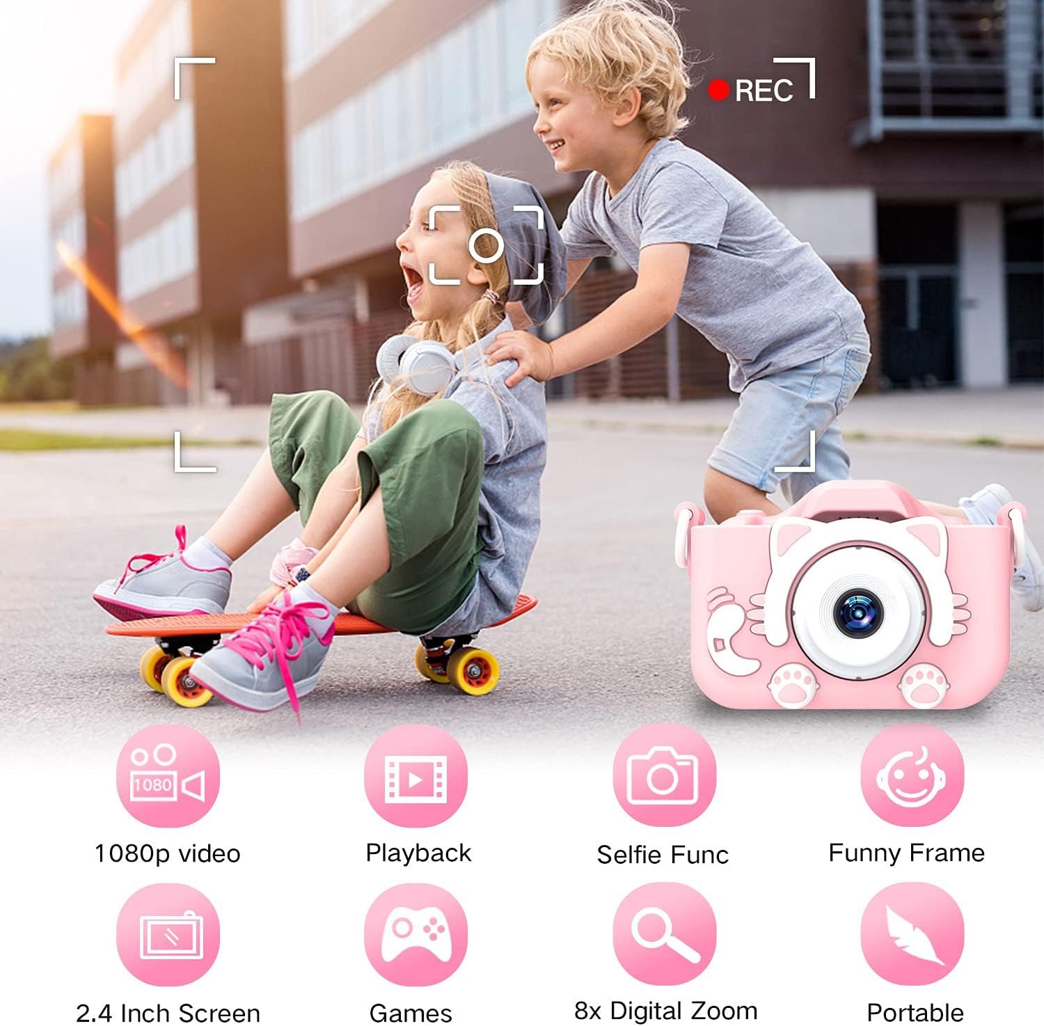 Goopow - Cámara digital para niñas de 3 a 8 años, cámara de video con funda suave de silicona y diseño de unicornio, regalo de navidad, cumpleaños y festividades para niños, incluye tarjeta SD de 32G - Imagen 43