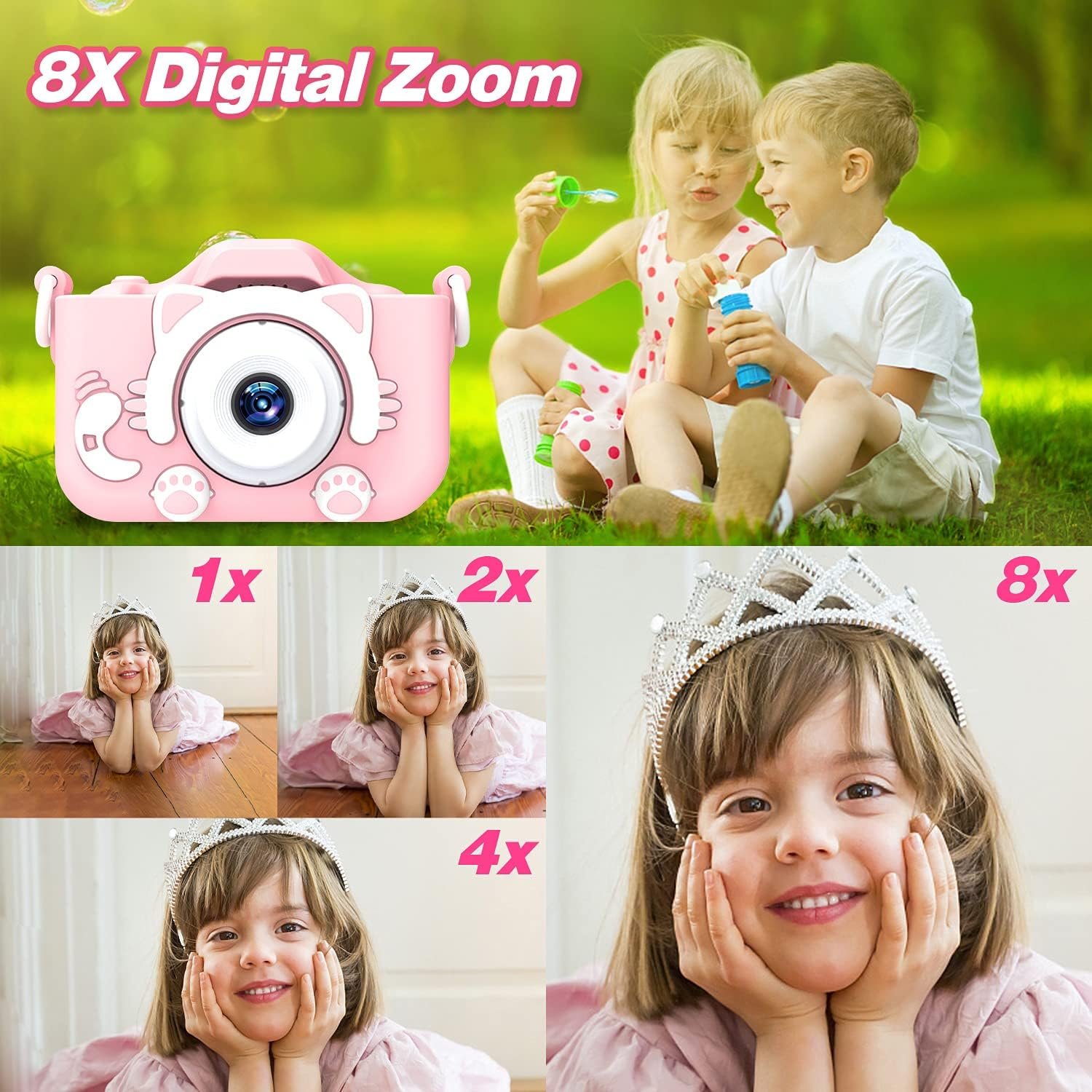 Goopow - Cámara digital para niñas de 3 a 8 años, cámara de video con funda suave de silicona y diseño de unicornio, regalo de navidad, cumpleaños y festividades para niños, incluye tarjeta SD de 32G - Imagen 47