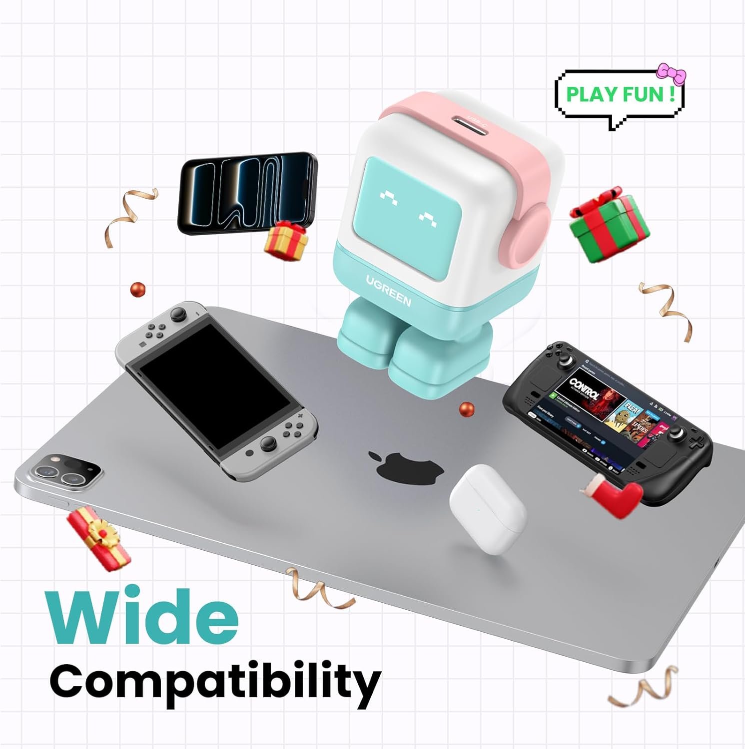 UGREEN Uno - Bloque de cargador USB C de 30 W, cargador rápido compacto robot GaN para iPhone 17, regalos para mujeres y hombres, compatible con iPhone 17/16/15, Galaxy S25/S24/S23, Pixel 10/9/8, iPad, negro - Imagen 24