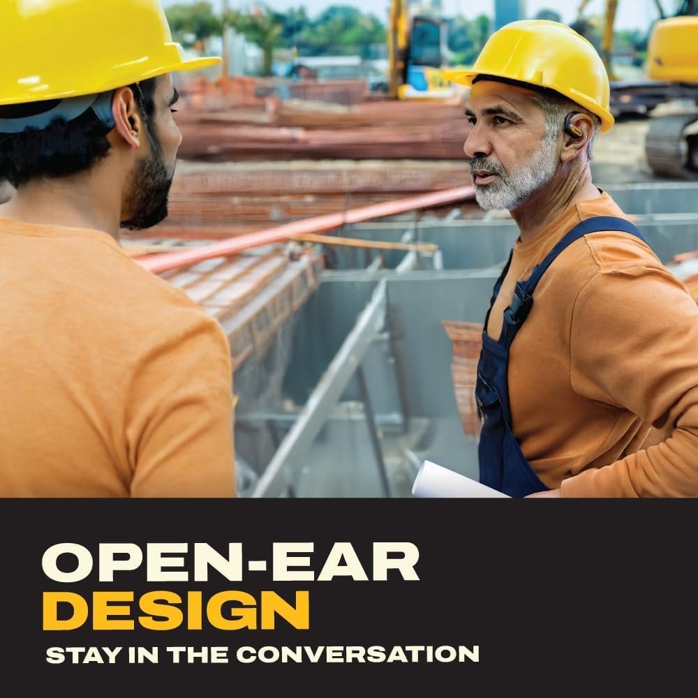 DEWALT Auriculares de oído abierto resistentes, Bluetooth 5.3, auriculares inalámbricos IP55, 44 horas de tiempo de funcionamiento, sonido premium, conducción de aire verdaderamente inalámbrico - Imagen 5