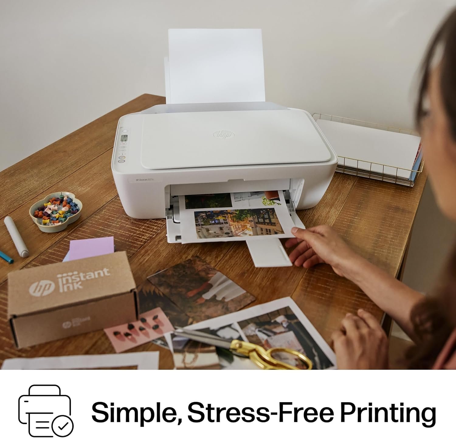 Impresora HP DeskJet 2827e inalámbrica de inyección de tinta a color todo en uno, escáner, copiadora, ideal para el hogar, incluye prueba de 3 meses de tinta instantánea, habilitada para IA (6W7F5A) - Imagen 13