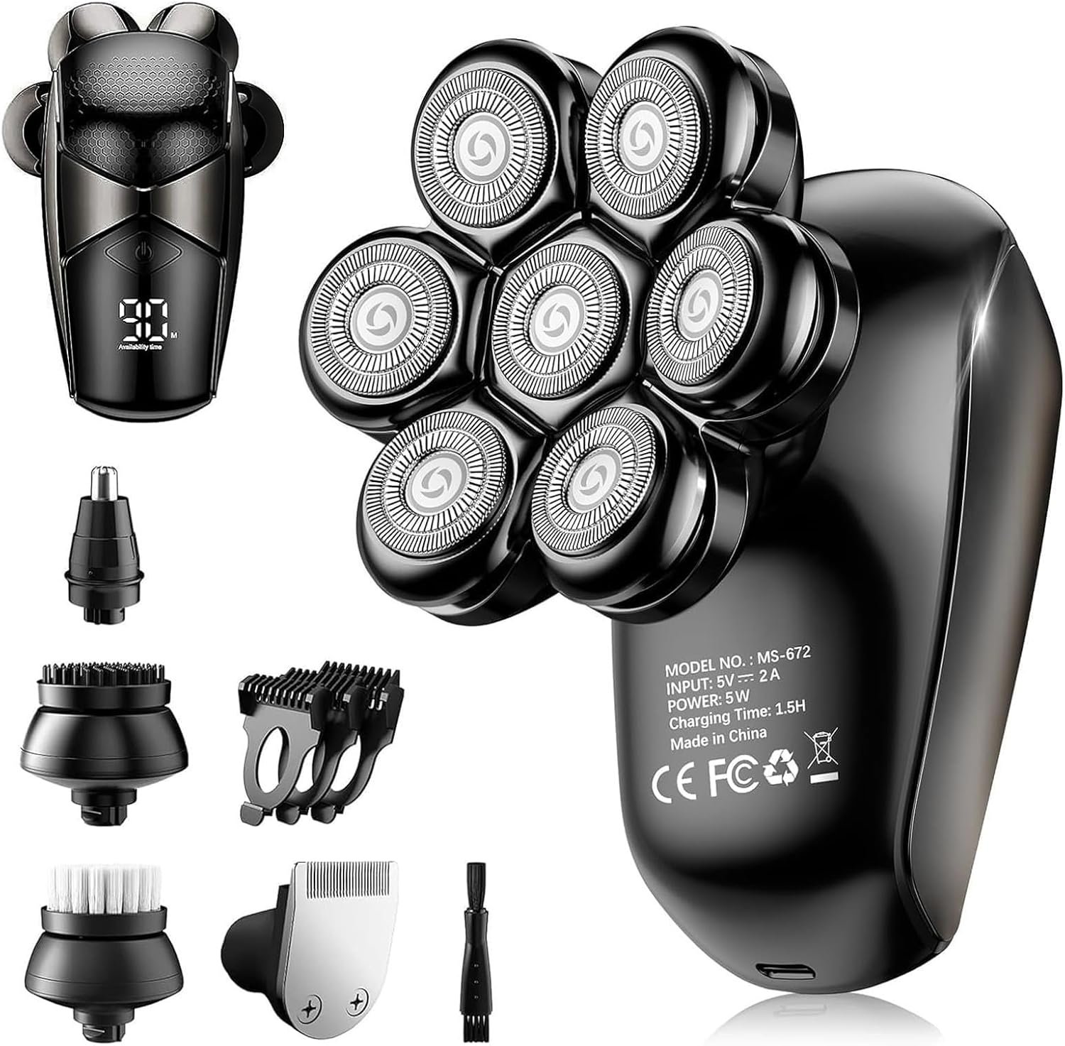 SHPAVVER Afeitadoras de cabeza para hombres calvos: maquinilla de afeitar eléctrica - IPX7 Kit de aseo de afeitar impermeable