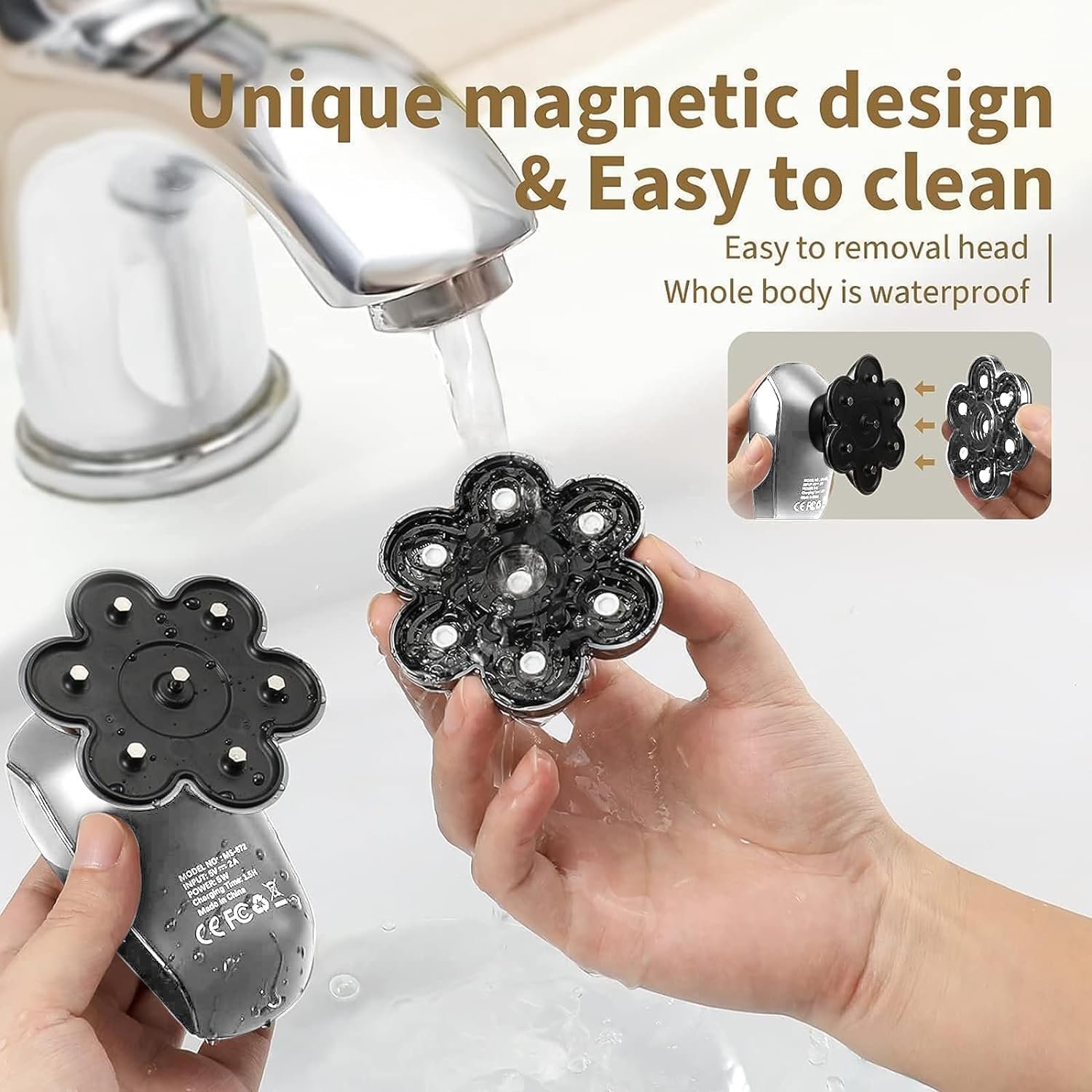 SHPAVVER Afeitadoras de cabeza para hombres calvos: maquinilla de afeitar eléctrica - IPX7 Kit de aseo de afeitar impermeable - Imagen 14