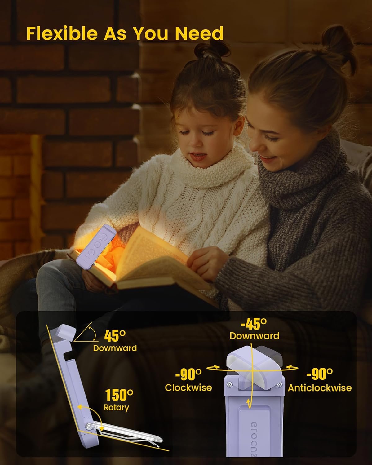 Glocusent Luz de libro recargable USB para leer en la cama, luz de lectura LED portátil con clip, 3 colores ámbar y 5 brillo regulable, compacta y duradera, perfecta para amantes de los libros, niños - Imagen 18