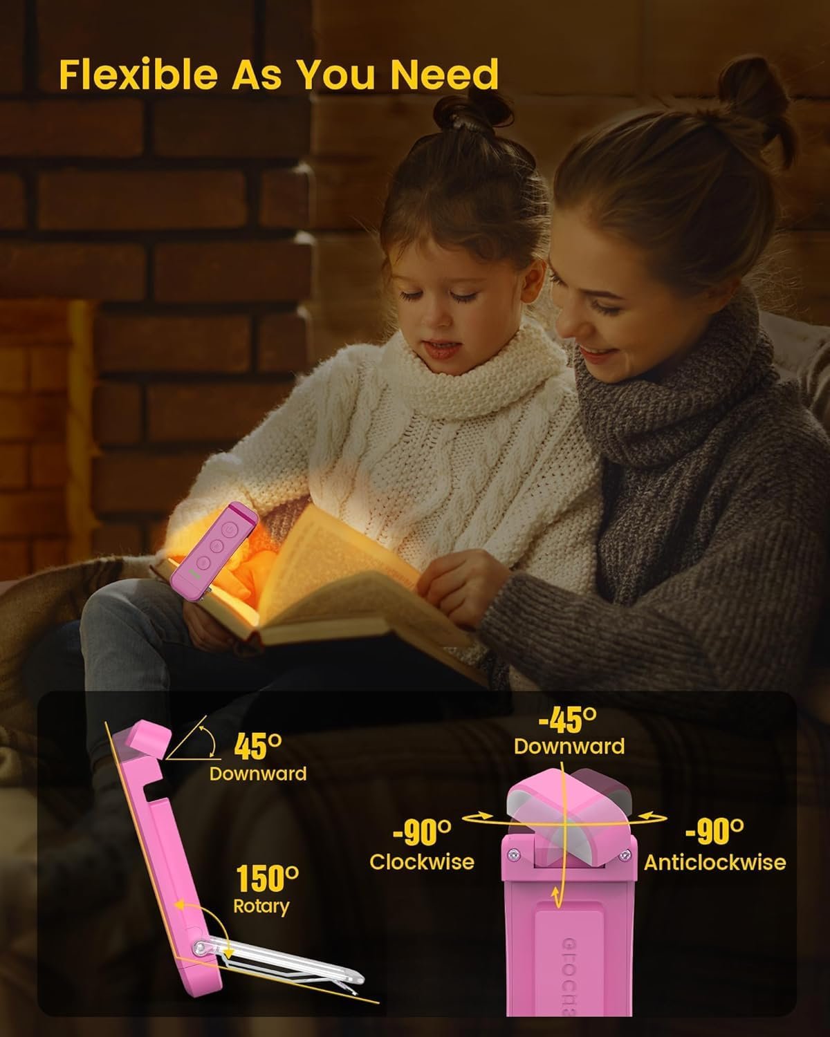 Glocusent Luz de libro recargable USB para leer en la cama, luz de lectura LED portátil con clip, 3 colores ámbar y 5 brillo regulable, compacta y duradera, perfecta para amantes de los libros, niños - Imagen 30