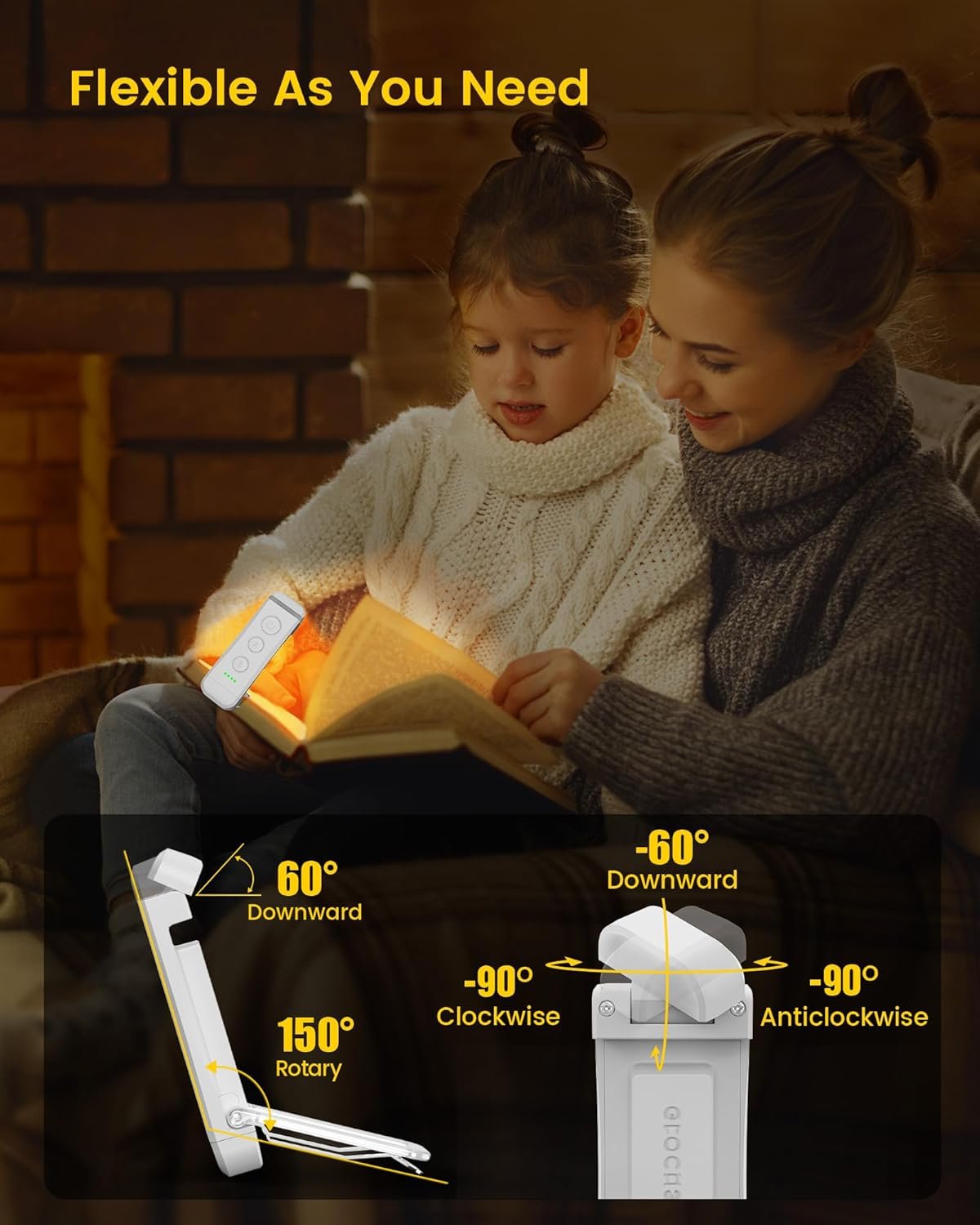 Glocusent Luz de libro recargable USB para leer en la cama, luz de lectura LED portátil con clip, 3 colores ámbar y 5 brillo regulable, compacta y duradera, perfecta para amantes de los libros, niños - Imagen 37