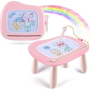 Smasiagon - Pizarra magnética de dibujo para niños, juguetes para niños y niñas de 1 a 2 años, juguetes educativos para niños de 1, 2, 3 años, regalos de cumpleaños (rosa)