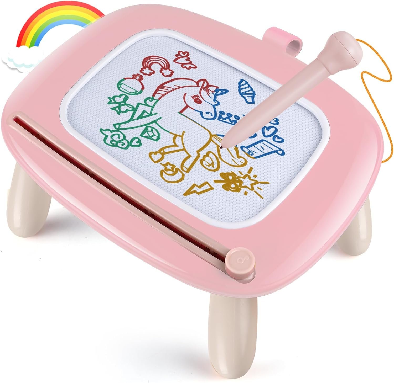 Smasiagon - Pizarra magnética de dibujo para niños, juguetes para niños y niñas de 1 a 2 años, juguetes educativos para niños de 1, 2, 3 años, regalos de cumpleaños (rosa) - Imagen 9