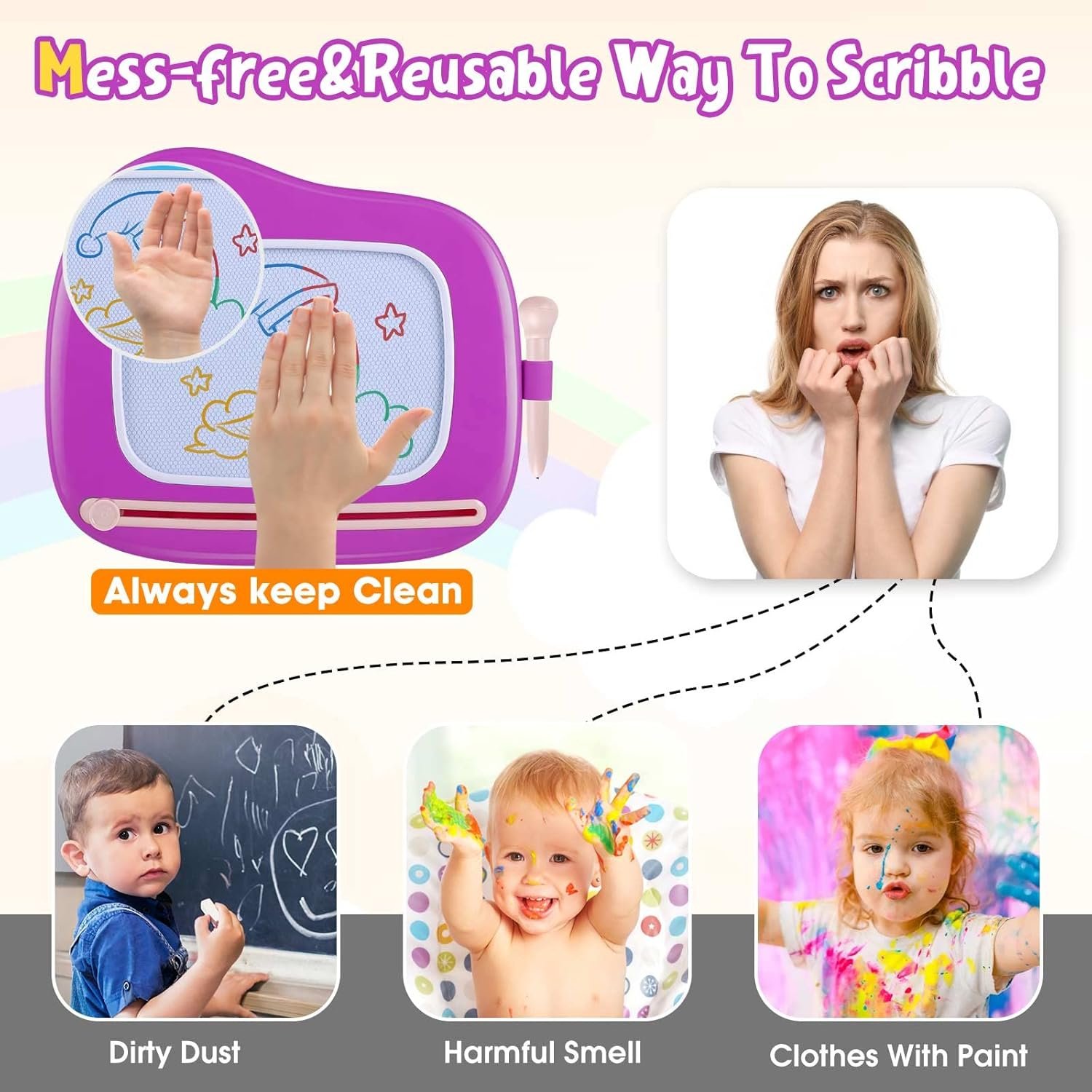 Smasiagon - Pizarra magnética de dibujo para niños, juguetes para niños y niñas de 1 a 2 años, juguetes educativos para niños de 1, 2, 3 años, regalos de cumpleaños (rosa) - Imagen 23