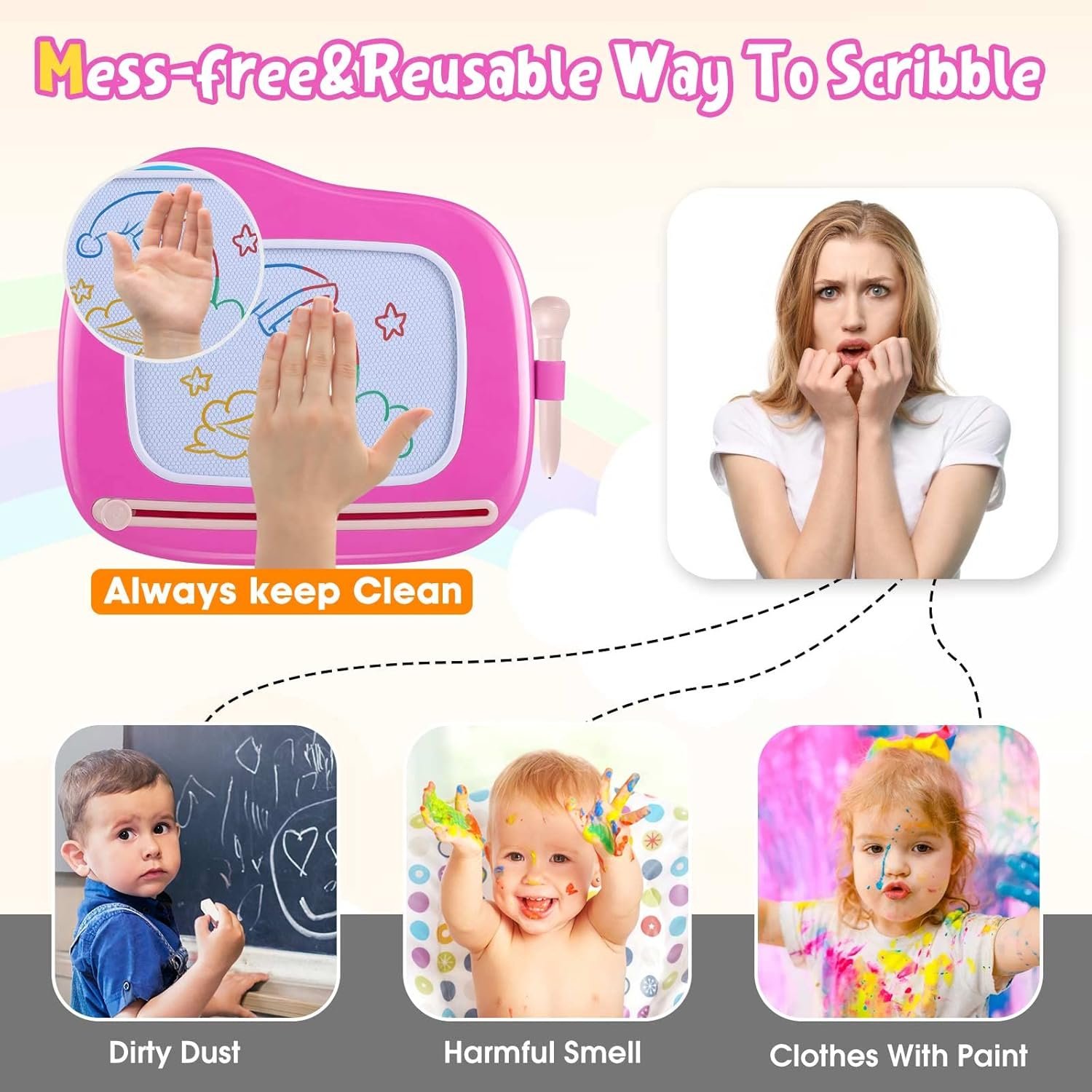 Smasiagon - Pizarra magnética de dibujo para niños, juguetes para niños y niñas de 1 a 2 años, juguetes educativos para niños de 1, 2, 3 años, regalos de cumpleaños (rosa) - Imagen 31