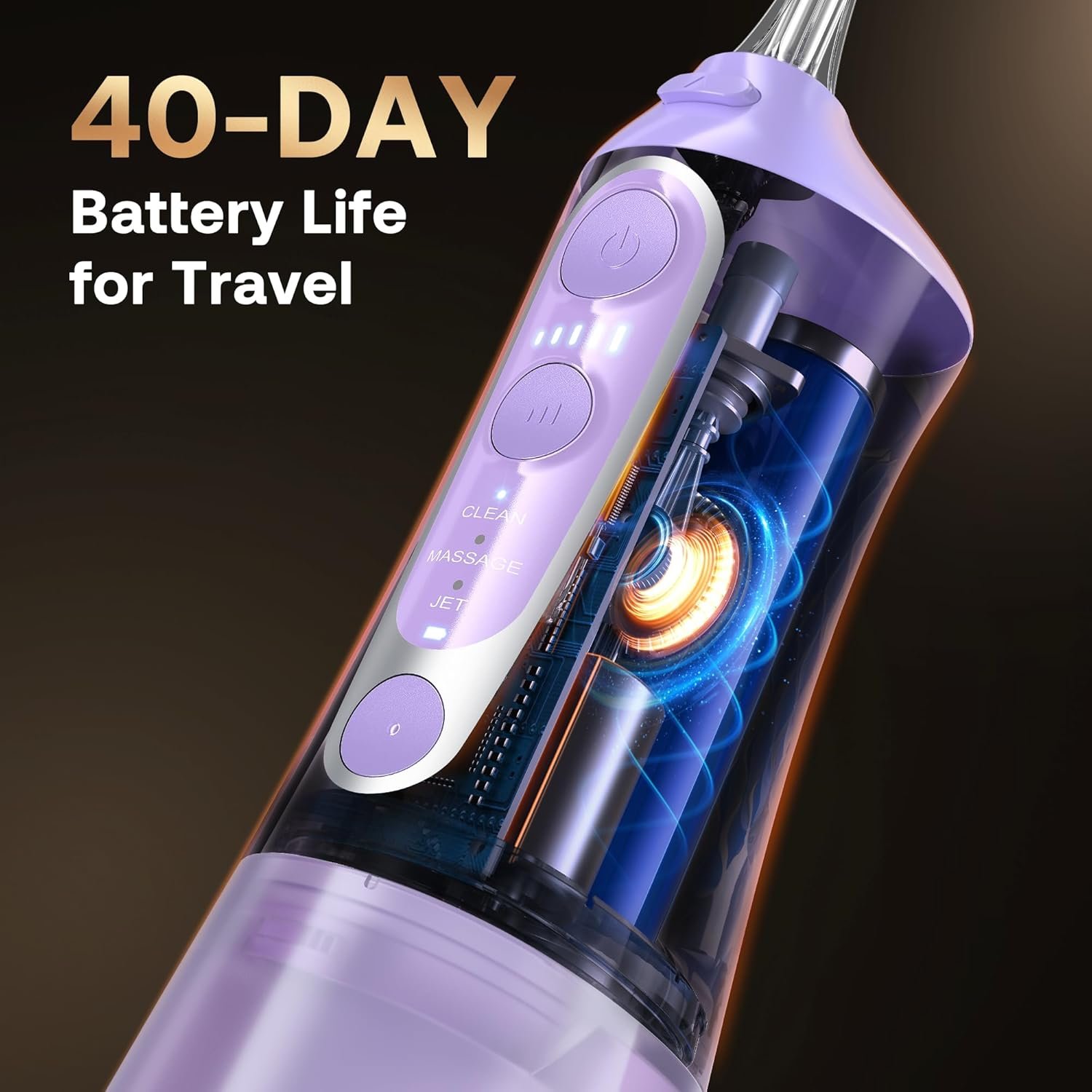 Bitvae C6 - Irrigador dental de agua para púa de dientes, hilo dental inalámbrico para viajes con 6 puntas de chorro, 3 modos de 5 intensidades, IPX7 impermeable, limpiador oral portátil y recargable, color negro - Imagen 14