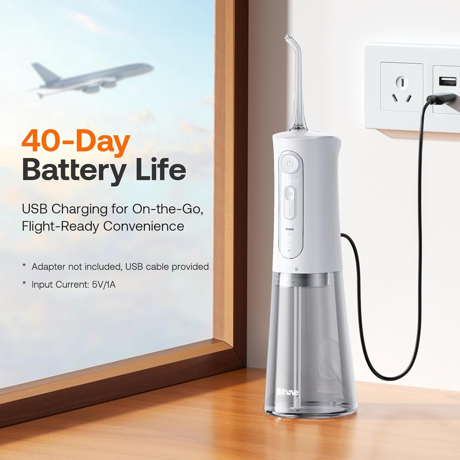 Bitvae C6 - Irrigador dental de agua para púa de dientes, hilo dental inalámbrico para viajes con 6 puntas de chorro, 3 modos de 5 intensidades, IPX7 impermeable, limpiador oral portátil y recargable, color negro - Imagen 22