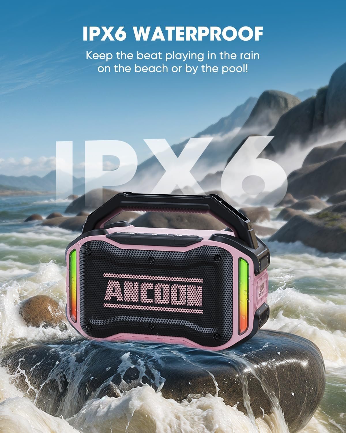 Altavoces Bluetooth inalámbricos: 80 W (pico) Altavoz con graves, 20 horas de reproducción, IPX6 impermeable, altavoces grandes para el trabajo, al aire libre, taller, garaje, altavoz portátil con TWS (negro) - Imagen 39