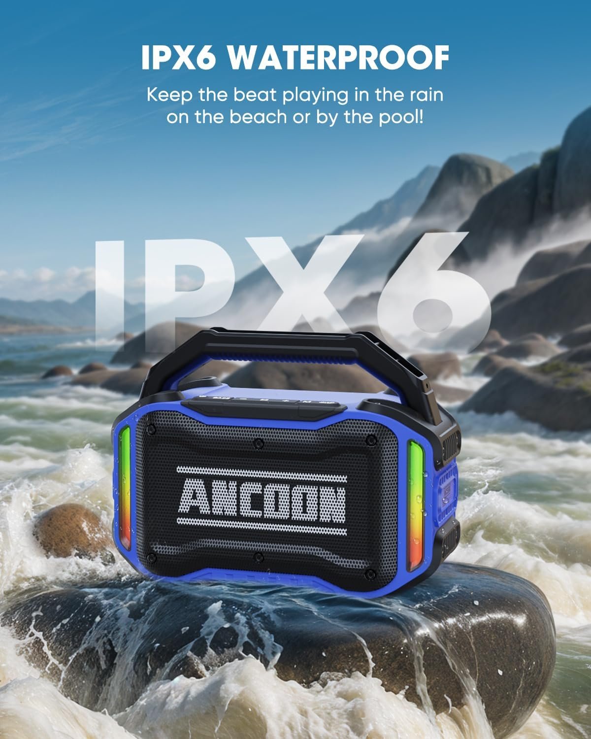 Altavoces Bluetooth inalámbricos: 80 W (pico) Altavoz con graves, 20 horas de reproducción, IPX6 impermeable, altavoces grandes para el trabajo, al aire libre, taller, garaje, altavoz portátil con TWS (negro) - Imagen 60