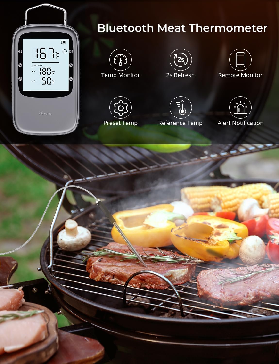 Govee - Termómetro para carne, termómetro para alimentos inalámbrico, reloj temporizador con sondas - Imagen 18