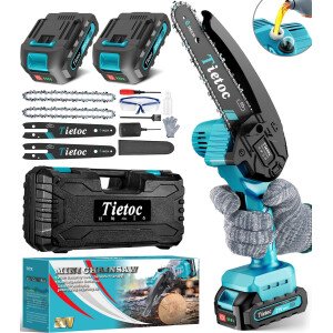 Tietoc Mini motosierra eléctrica portátil de 6 pulgadas, sin cable, pequeña sierra de mano alimentada por batería, súper sierras para rellenar calcetines para adultos y hombres, regalos de Navidad para hombres, papá, marido, padres, mujeres, mamá