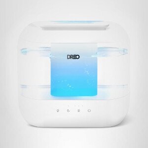Dreo Humidificadores para dormitorio, llenado superior de 4 litros para habitación grande, tiempo de funcionamiento de 36 horas, humidificador de aire silencioso de niebla fría de gran tamaño para guardería, plantas, interior, luz nocturna, fácil de limpiar y llenar, color blanco