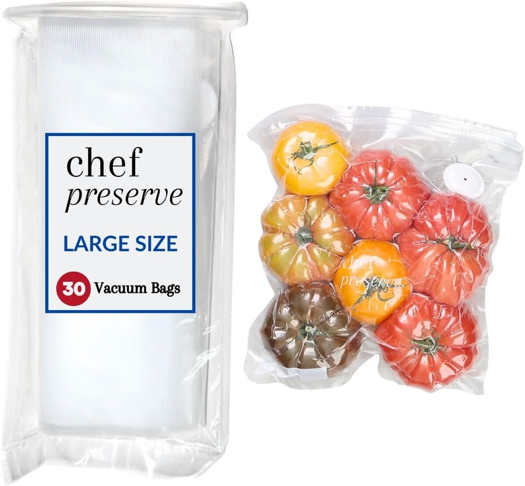 Chef Preserve Sellador al vacío compacto para alimentos (máquina selladora al vacío + 30 bolsas de vacío reutilizables) Potente máquina selladora al vacío de mano, sellador de comidas, sellador portátil de alimentos - Imagen 20
