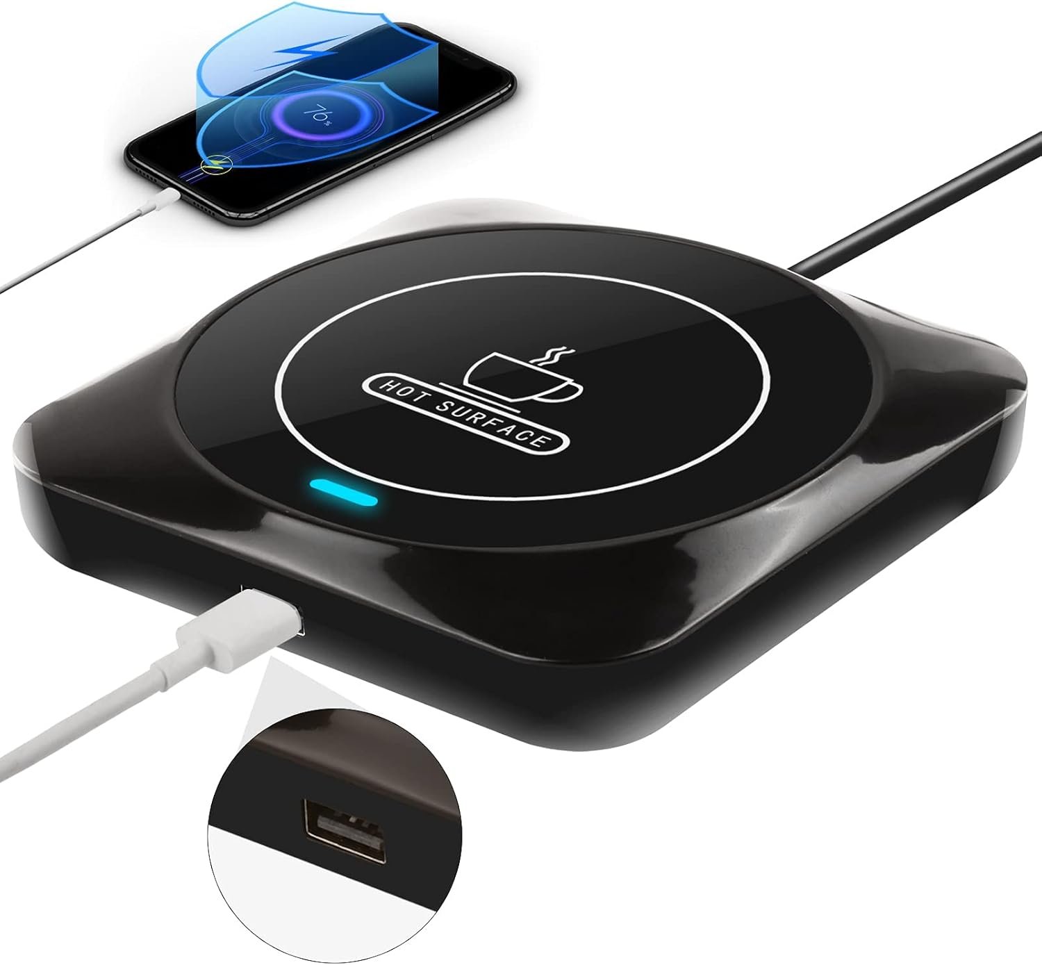 Calentador inteligente de tazas de café USB con encendido/apagado automático inducido por presión, accesorios de café para escritorio de oficina en casa