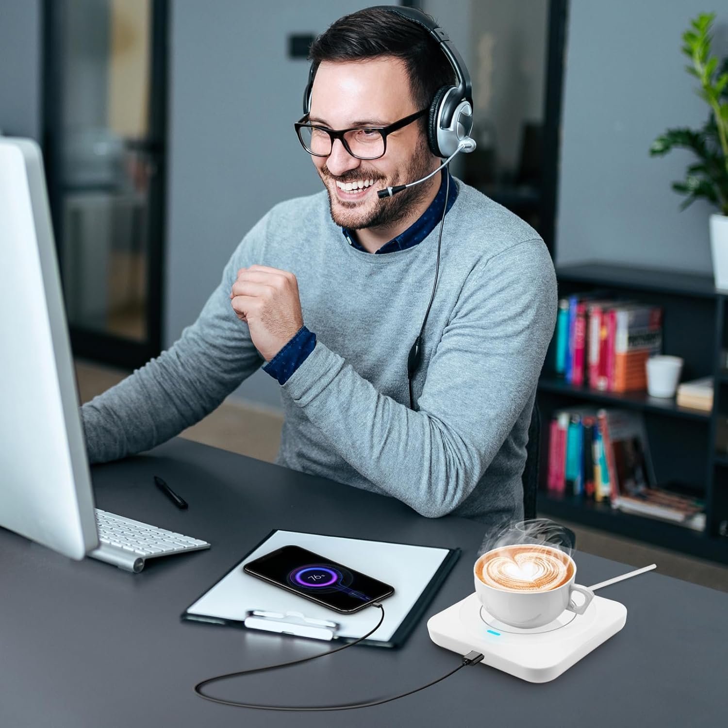 Calentador inteligente de tazas de café USB con encendido/apagado automático inducido por presión, accesorios de café para escritorio de oficina en casa - Imagen 9