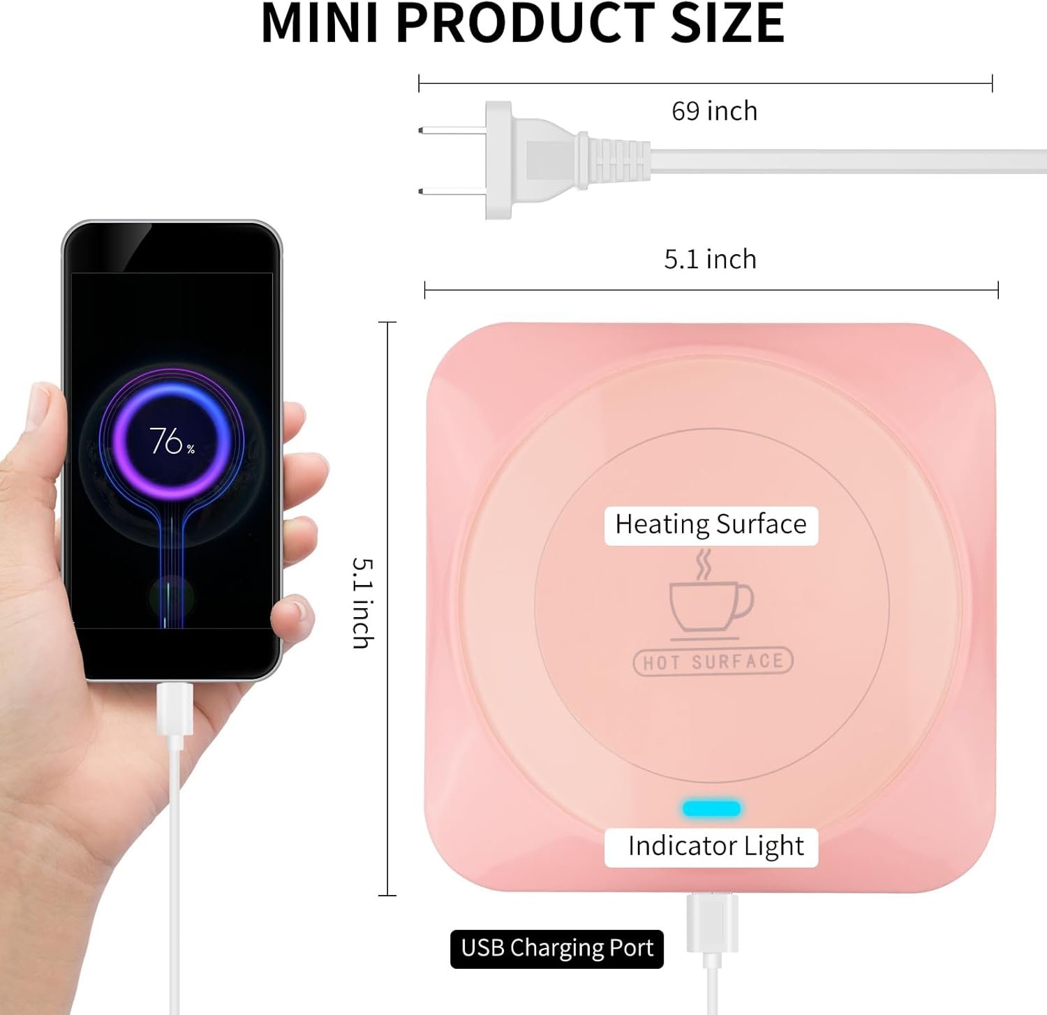 Calentador inteligente de tazas de café USB con encendido/apagado automático inducido por presión, accesorios de café para escritorio de oficina en casa - Imagen 17