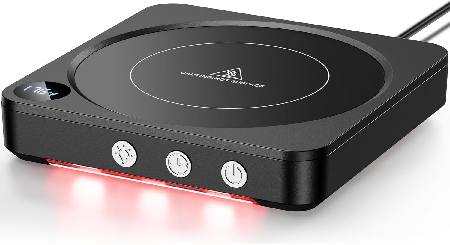 Calentador de tazas – Calentador de taza de café de 36 W para escritorio con pantalla de temperatura, apagado automático de 2 a 12 horas, calentador de velas inteligente, accesorios ideales - Imagen 8