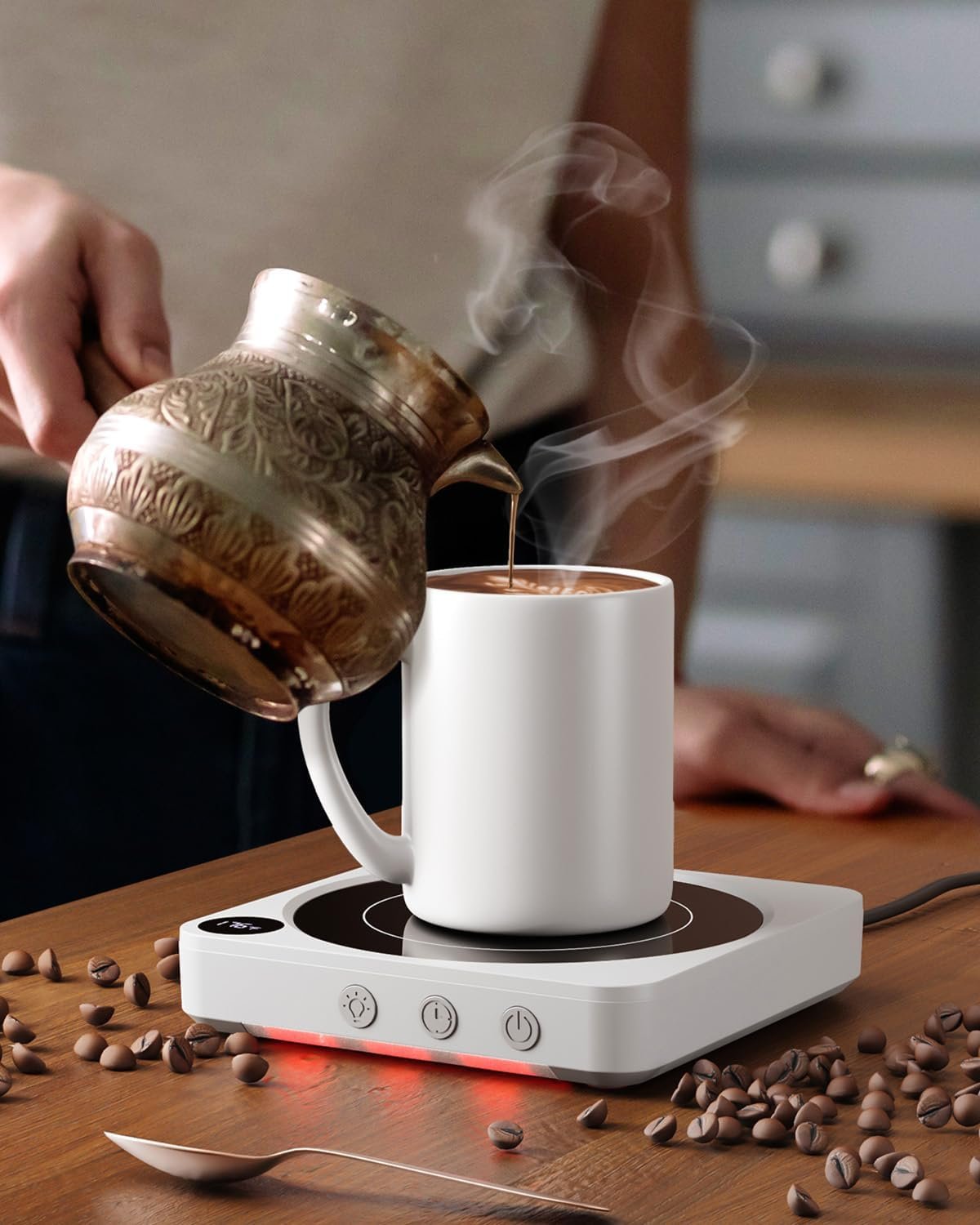Calentador de tazas – Calentador de taza de café de 36 W para escritorio con pantalla de temperatura, apagado automático de 2 a 12 horas, calentador de velas inteligente, accesorios ideales - Imagen 16