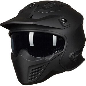 ILM - Casco abierto 3/4 para motocicleta, motocross, ciclomotor, cuatrimoto, vehículo utilitario todoterreno, crucero, scooter, aprobado por el DOT de EE. UU., modelo 726X (negro mate, talla L)