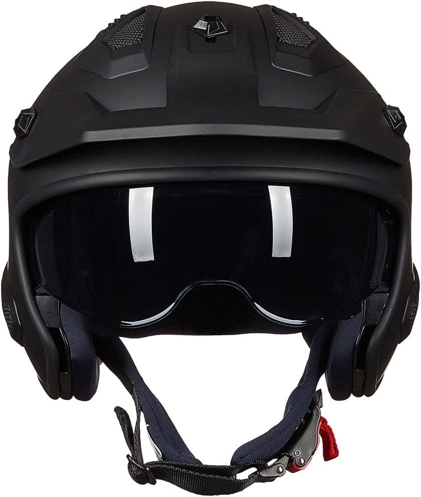 ILM - Casco abierto 3/4 para motocicleta, motocross, ciclomotor, cuatrimoto, vehículo utilitario todoterreno, crucero, scooter, aprobado por el DOT de EE. UU., modelo 726X (negro mate, talla L) - Imagen 8