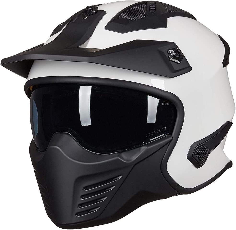 ILM - Casco abierto 3/4 para motocicleta, motocross, ciclomotor, cuatrimoto, vehículo utilitario todoterreno, crucero, scooter, aprobado por el DOT de EE. UU., modelo 726X (negro mate, talla L) - Imagen 9