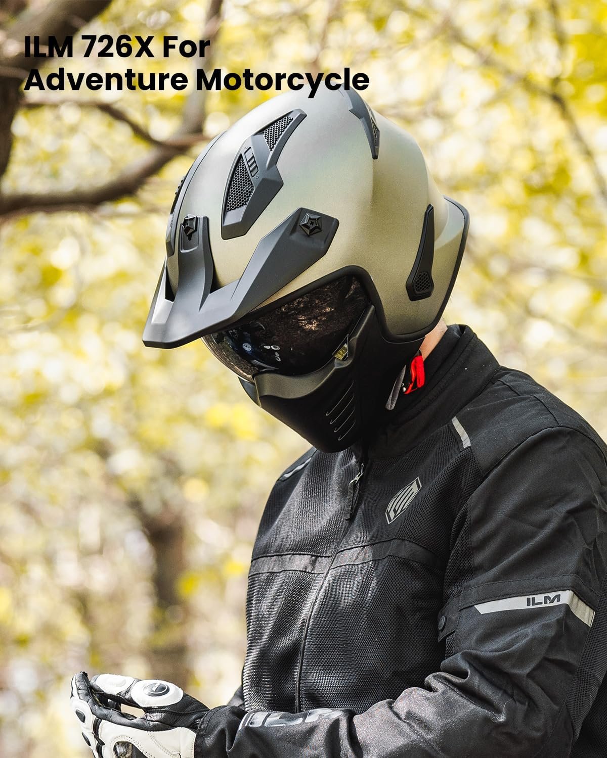 ILM - Casco abierto 3/4 para motocicleta, motocross, ciclomotor, cuatrimoto, vehículo utilitario todoterreno, crucero, scooter, aprobado por el DOT de EE. UU., modelo 726X (negro mate, talla L) - Imagen 22