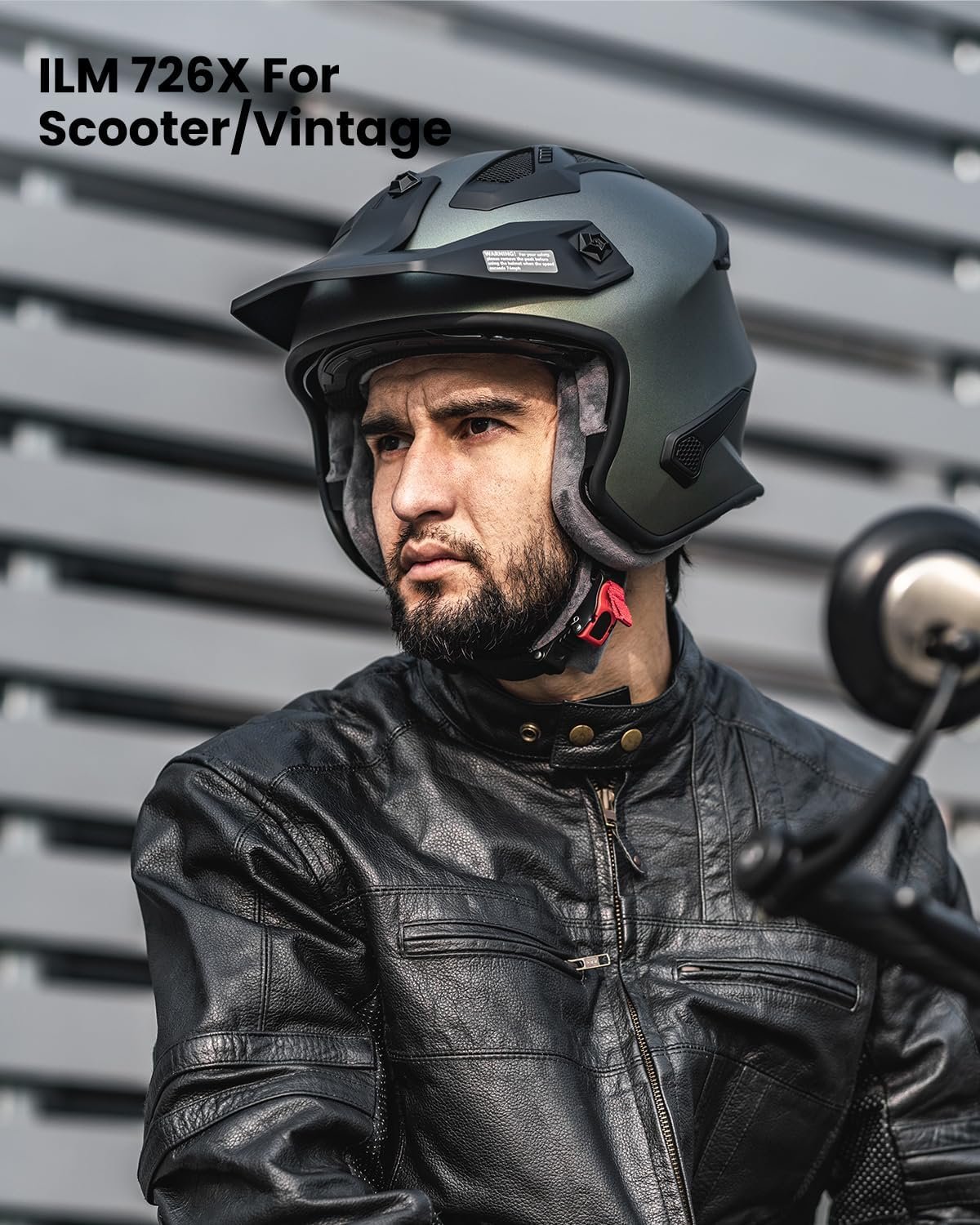 ILM - Casco abierto 3/4 para motocicleta, motocross, ciclomotor, cuatrimoto, vehículo utilitario todoterreno, crucero, scooter, aprobado por el DOT de EE. UU., modelo 726X (negro mate, talla L) - Imagen 23