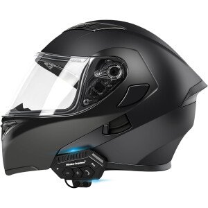 Casco modular Bluetooth para motocicleta, aprobado por DOT FMVSS-218, casco de doble visera para motocicleta, con altavoces duales y micrófono, para adultos, hombres y mujeres