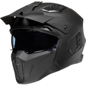 ILM Medio casco de motocicleta de cara abierta 3/4 para hombres y mujeres, casco retro vintage con visera para ciclomotor, cuatrimoto, crucero, scooter, DOT modelo Z302 (negro mate, L)