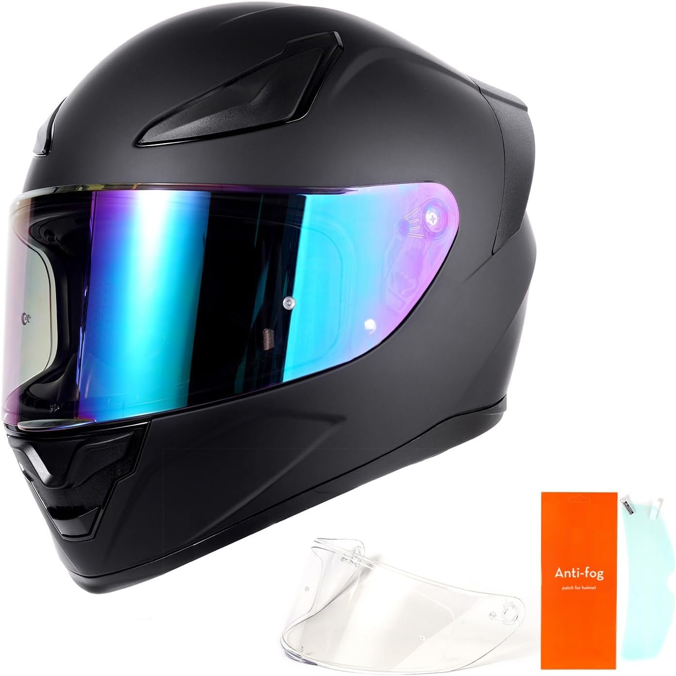 OTS Dual Visor Full-Face Motorcycle Helmet - DOT Certified, Lightweight ABS, Quick-Release Buckle, Washable Liner for Men & Women - Imagen 2