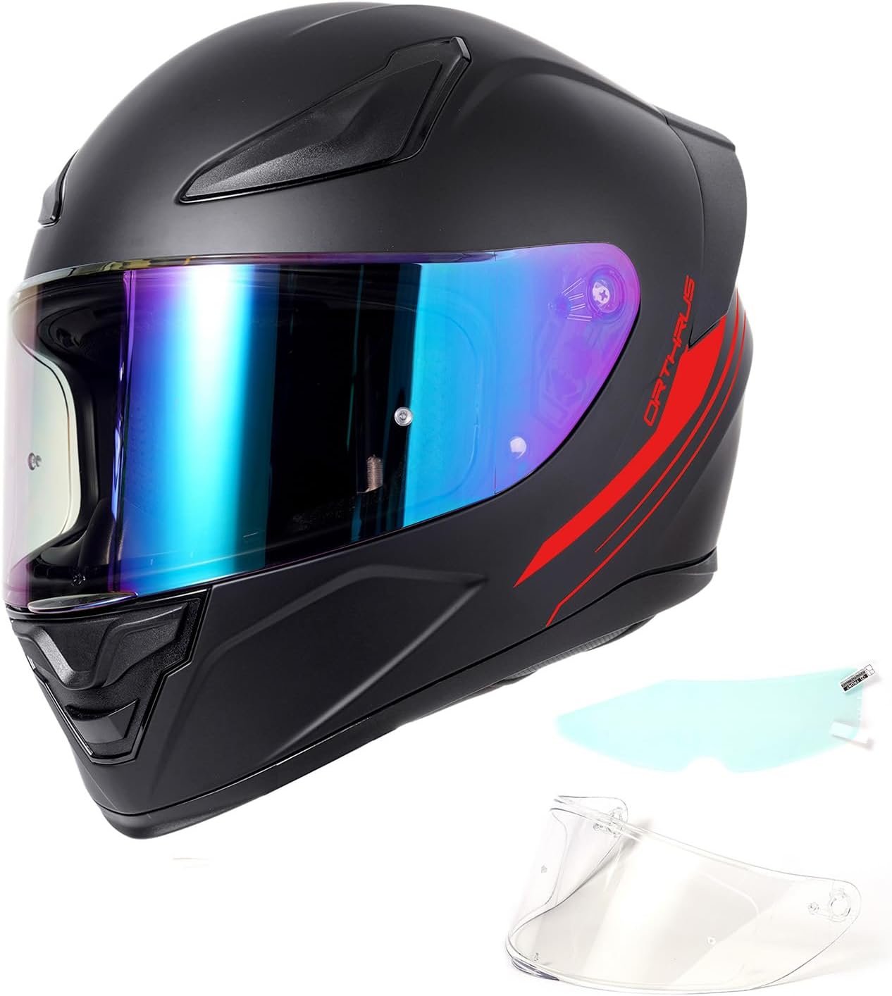 OTS Dual Visor Full-Face Motorcycle Helmet - DOT Certified, Lightweight ABS, Quick-Release Buckle, Washable Liner for Men & Women - Imagen 4