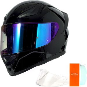 OTS Dual Visor Full-Face Motorcycle Helmet - DOT Certified, Lightweight ABS, Quick-Release Buckle, Washable Liner for Men & Women