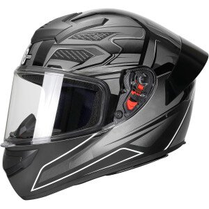 Casco de motocicleta de cara completa para adultos con aprobación DOT, Casco de bicicleta de calle aerodinámico y ligero para hombres y mujeres, Protección de tres capas