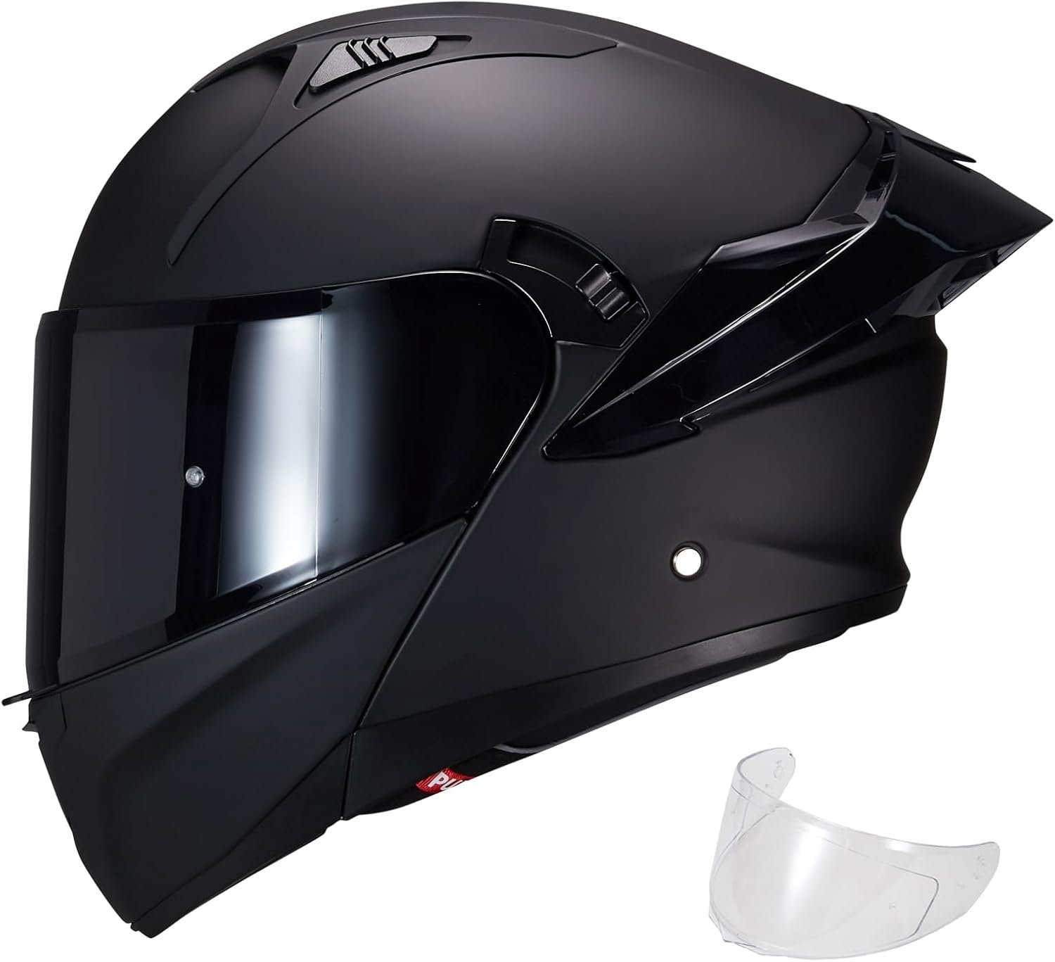 Casco modular de motocicleta de doble visera, abatible, de cara completa, aprobado por el DOT SJ-809 para adultos, hombres y mujeres (blanco brillante, visera arcoíris, L) - Imagen 7