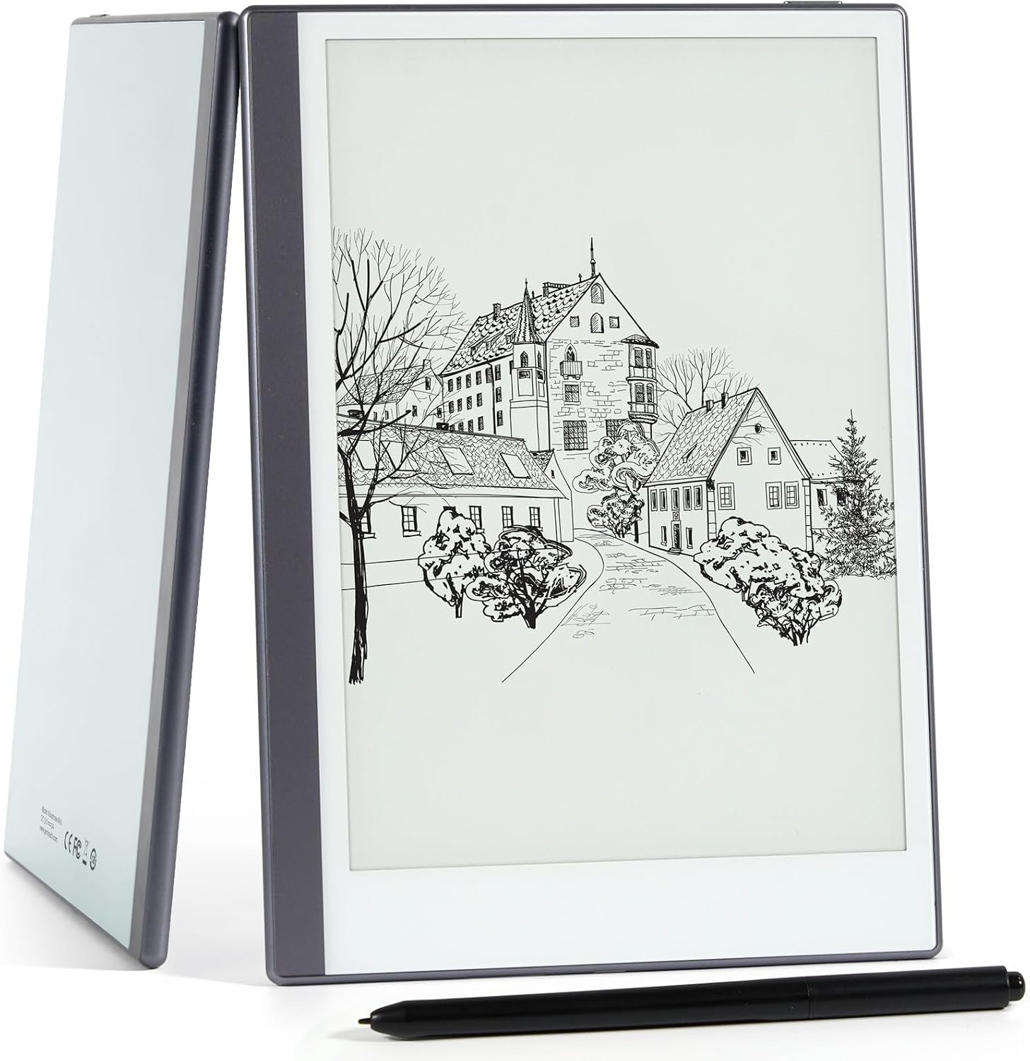 Tablet Android E-Ink ePaper, lector de libros electrónicos Paperwhite, cuaderno digital para tomar notas, papel de dibujo, bloc de notas con gráficos blancos con lápiz óptico y funda, sincronización en la nube y pantalla - Modelo Mini 9.7 pulgadas, color plateado
