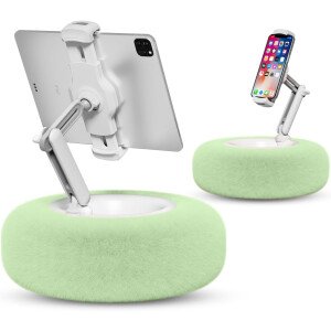 Viozon Almohada con soporte para tablet, compatible con teléfono/tableta de 4.7"-13", iPad, iPhone, Samsung, Google, Kindle, soporte de teléfono ajustable de 360° para cama con tela de felpa suave