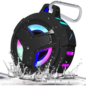 EBODA Altavoz de ducha Bluetooth, altavoces Bluetooth portátiles, altavoz inalámbrico impermeable IP67 con luz LED, flotante, 2000 mAh, estéreo inalámbrico verdadero para kayak, playa, regalos unisex